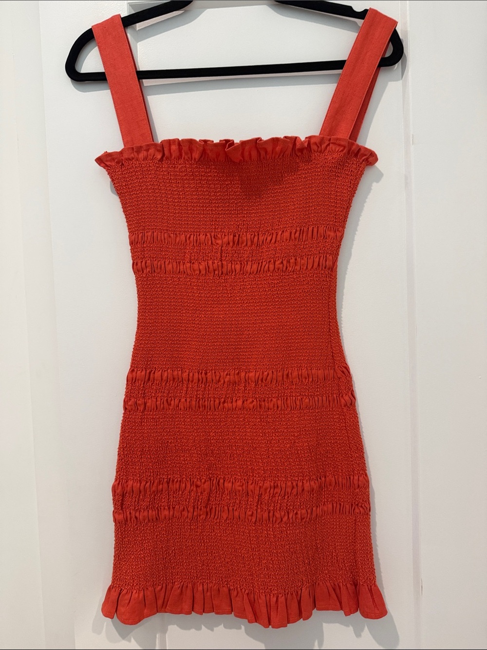 Capulet Red Smocked Ruffle Mini Dress
